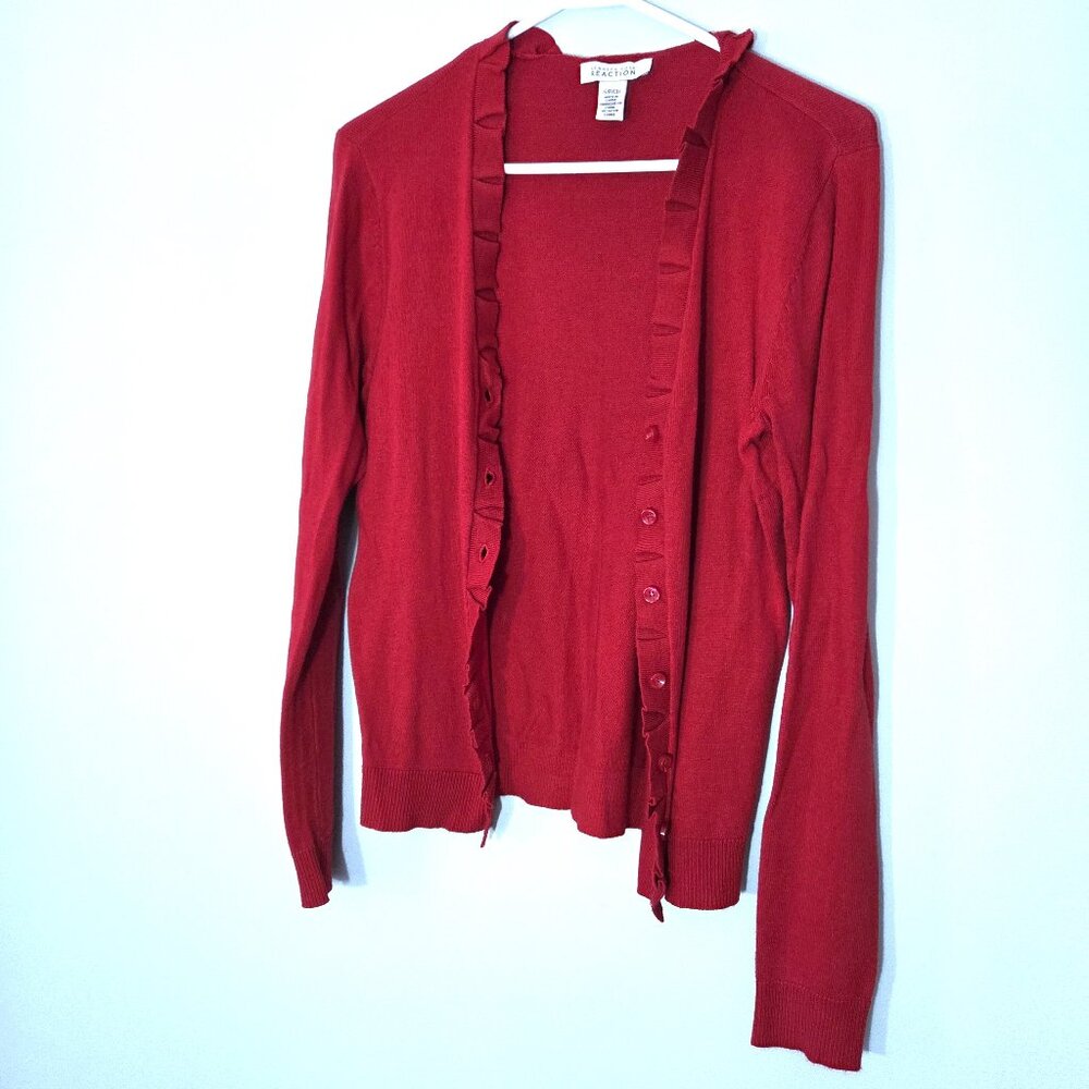 Kenneth Cole Reaction Red Cardigan Sweater Size S